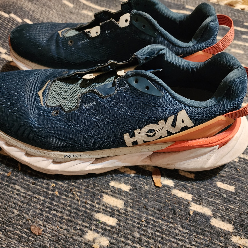 Hoka Navy and Coral Performance Running Shoes